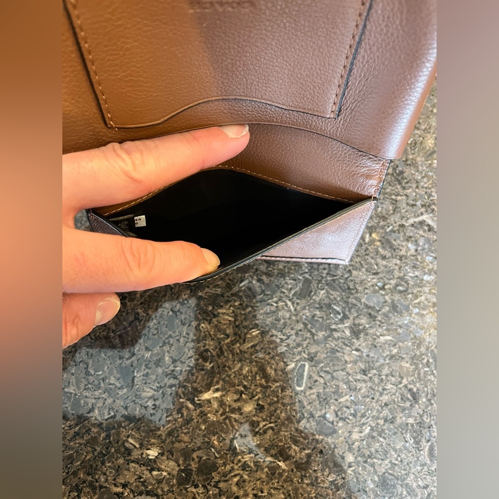 Coach Small Brown Pebble Leather Breast Pocket Wallet / Cell Phone Sleeve NWOT - Picture 5 of 5